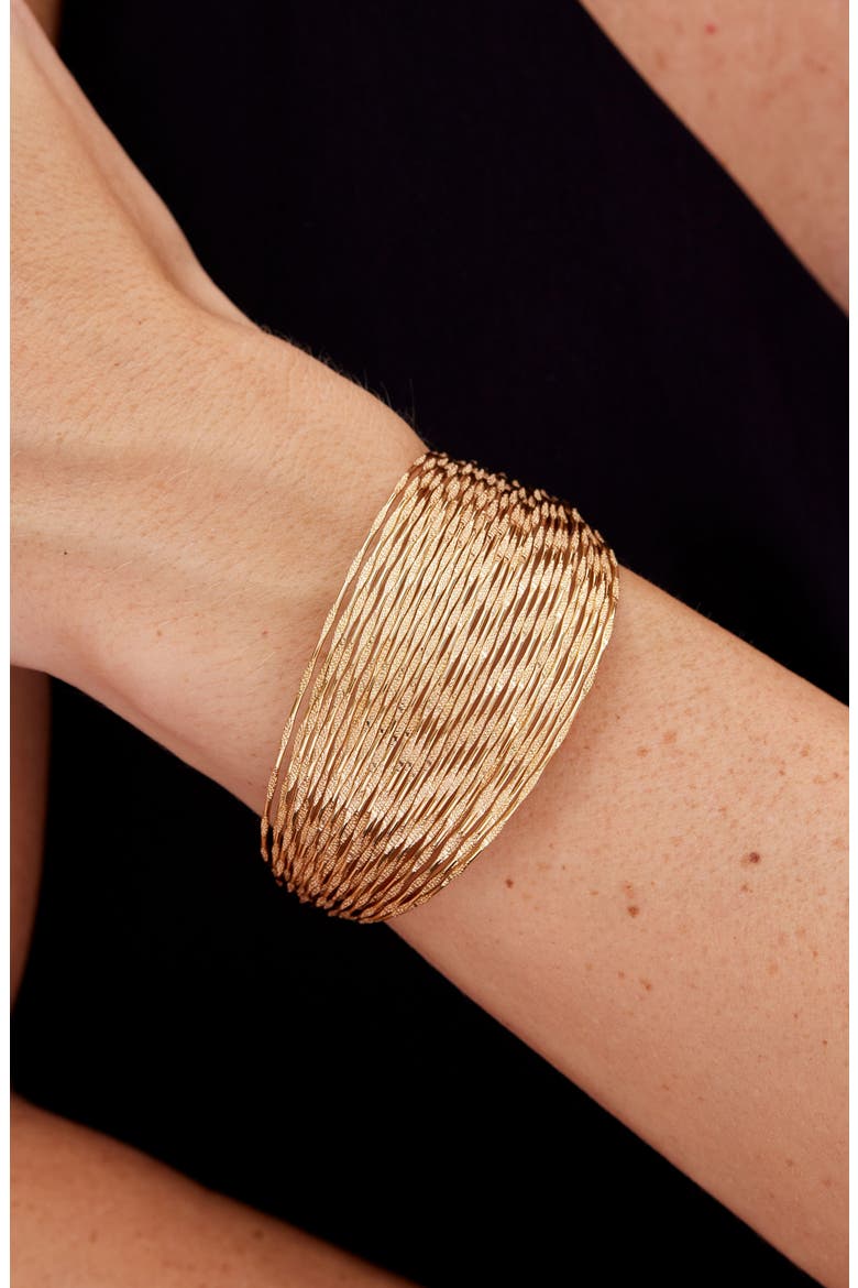 18K Gold Plate Multiband Cuff Bracelet, Alternate, color, YELLOW