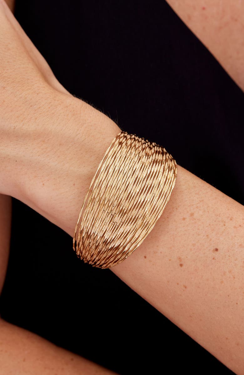 SAVVY CIE JEWELS 18K Gold Plate Multiband Cuff Bracelet, Alternate, color, Yellow