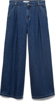 MANGO Pleated Wide Leg Jeans