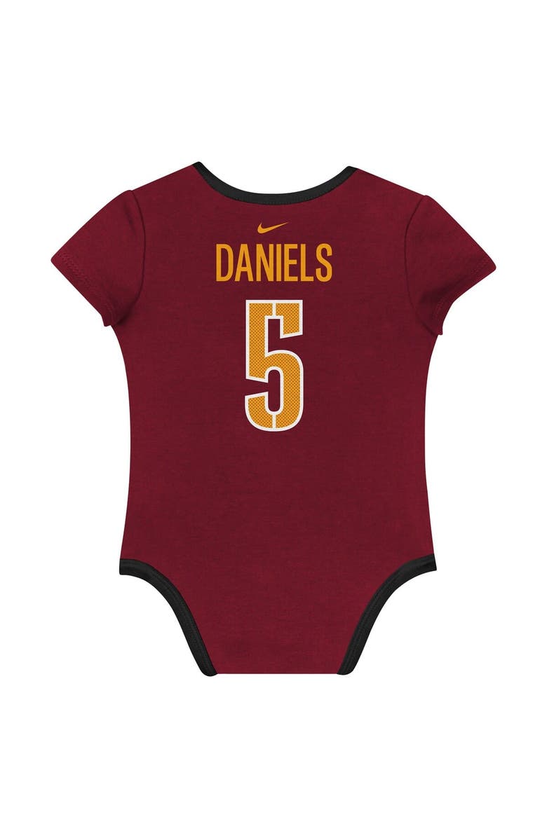 Nike Newborn & Infant Nike Jayden Daniels Washington Commanders Name & Number 3-Pack Bodysuit Set, Alternate, color, Burgundy