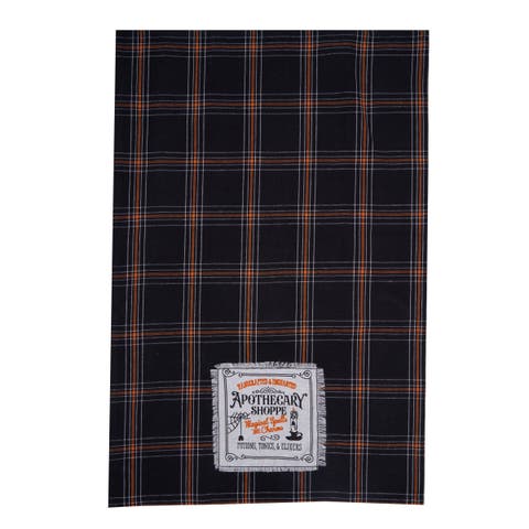 Apothecary Shoppe Plaid Halloween 100% Cotton Handwoven Dishtowel