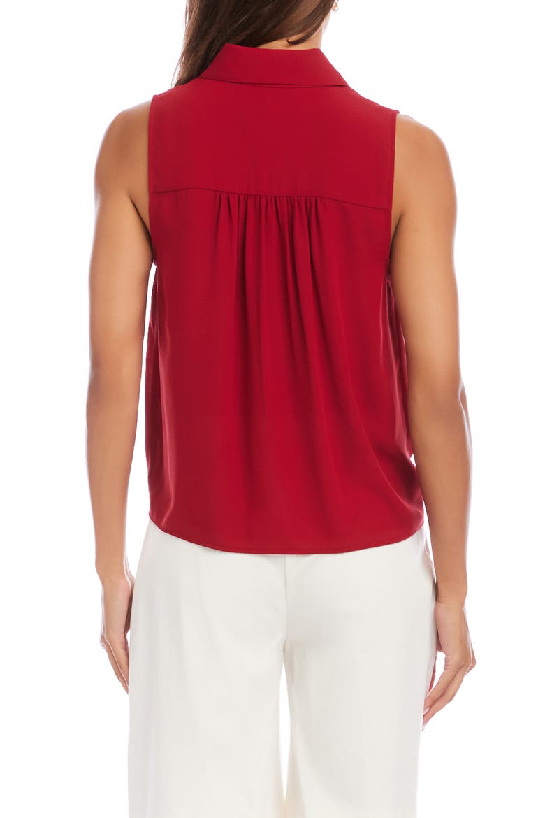 Sleeveless Tie Front Crepe Top, Alternate, color, RED