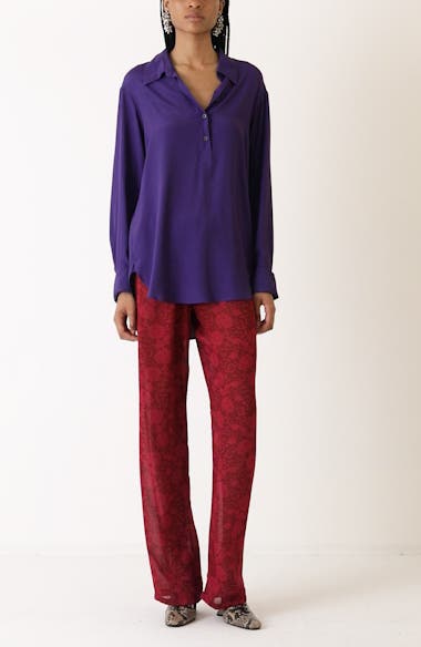 Dries Van Noten Pachas Floral Georgette Drawstring Pants