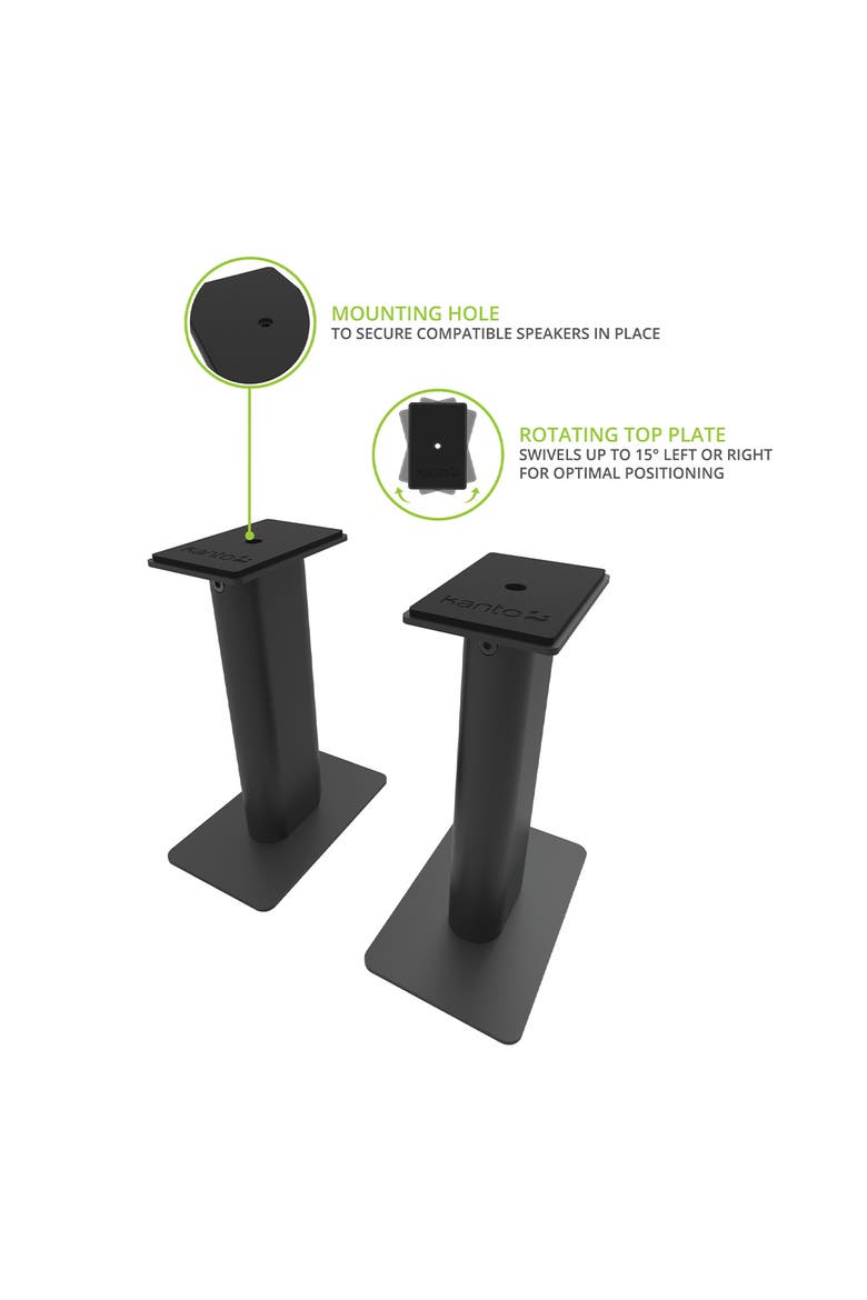 SP9 9" Universal Desktop Speaker Stands with Rotating Top Plates and Cable Management - Pair, Alternate, color, Black