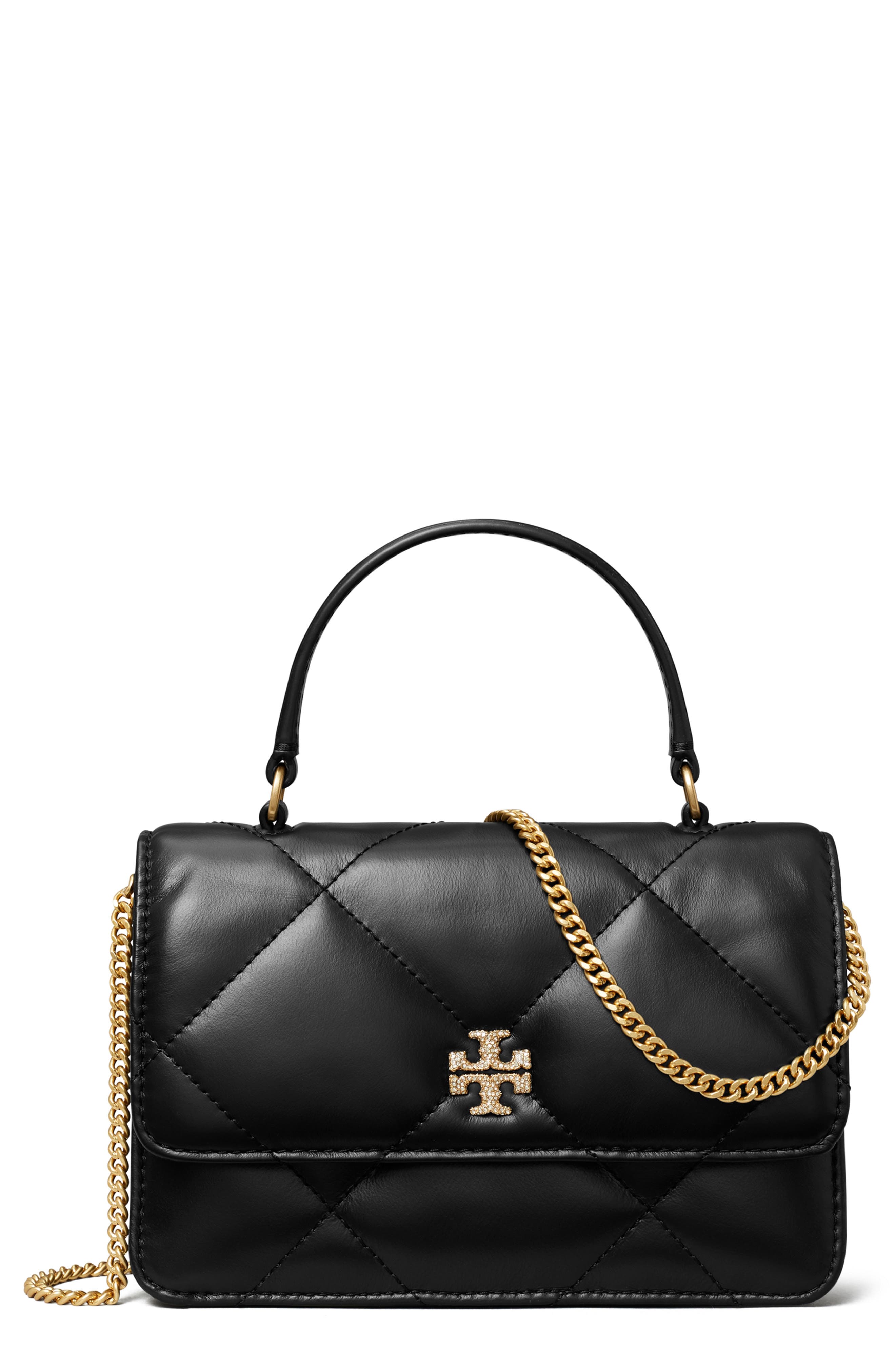 Tory Burch Kira Pavé Diamond Quilted Leather Top Handle Bag, Main, color, 