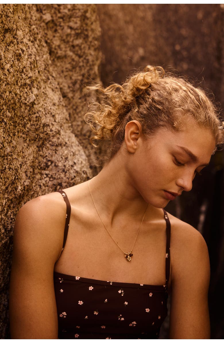 H&M Padded-cup High Leg Swimsuit, Alternate, color, Brown/Floral