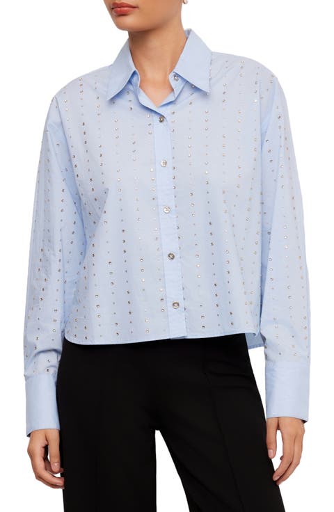 Lisa Embellished Cotton Button Up Shirt