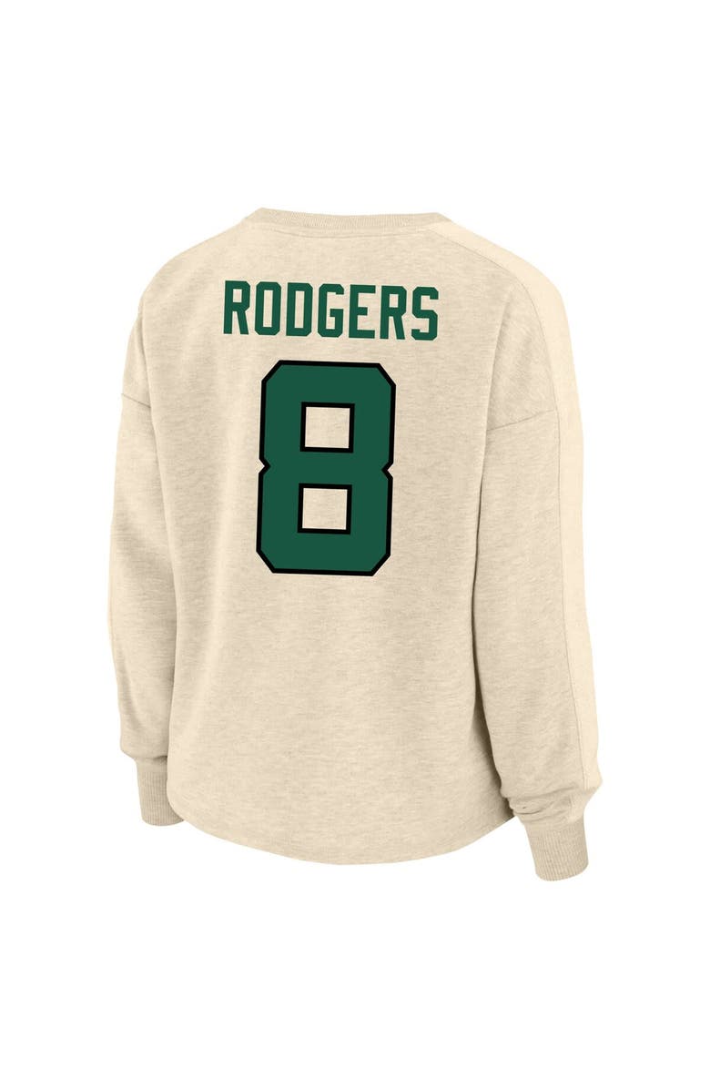 FANATICS Women's Fanatics Branded Aaron Rodgers Oatmeal New York Jets Plus Size Name & Number Crew Pullover Sweatshirt, Alternate, color, 