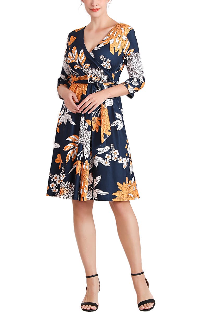 Kimi & Kai Dona Floral Faux Wrap Maternity Nursing Dress, Alternate, color, Multicolored