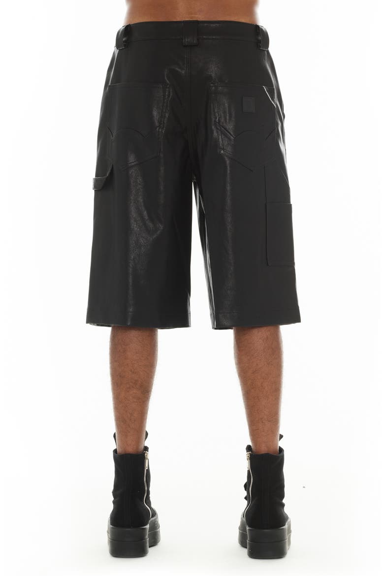 Y2K Baggy Faux Leather Shorts, Alternate, color, BLACK