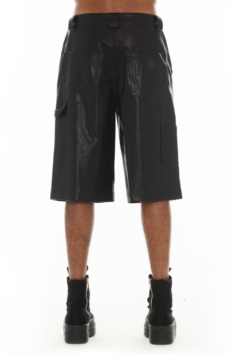 Cult of Individuality Y2K Baggy Faux Leather Shorts, Alternate, color, Black