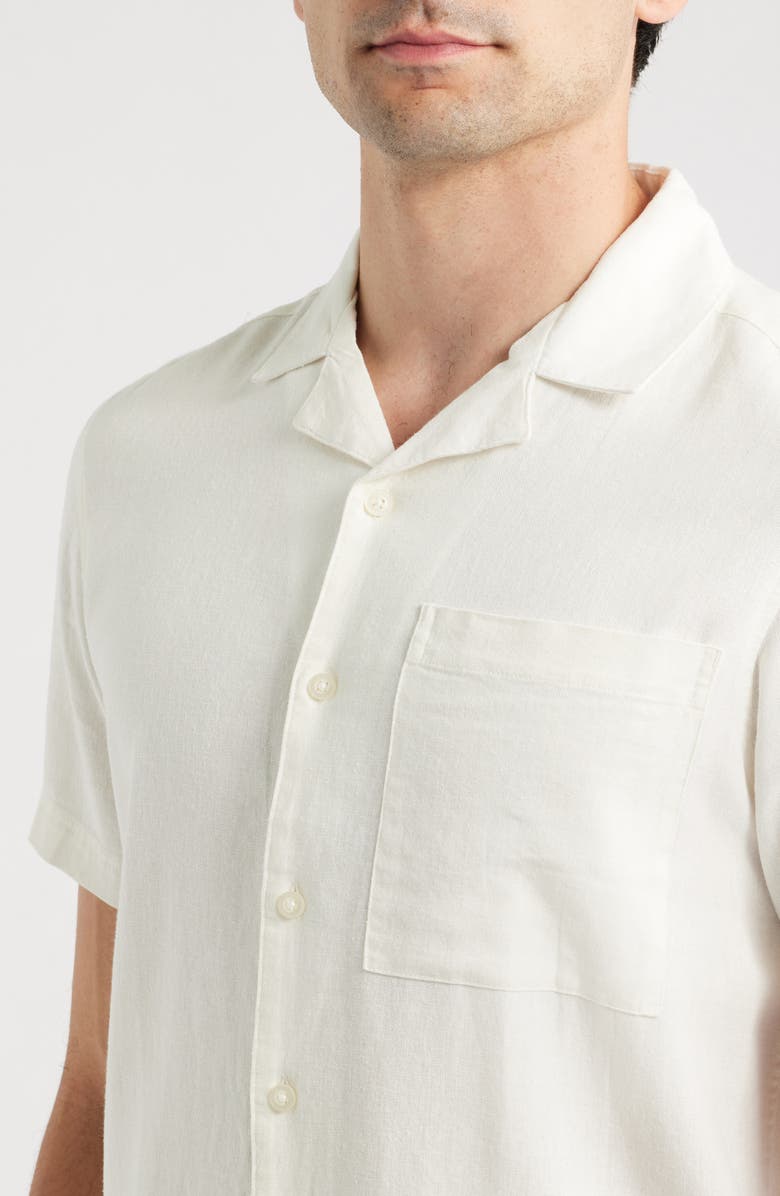 !SOLID Allan Solid Linen Blend Camp Shirt, Alternate, color, Off White