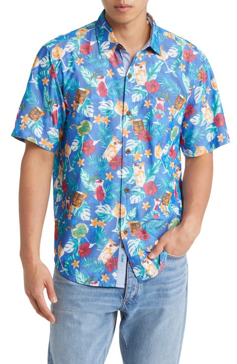 Mojito Bay Salud Floral Short Sleeve Button-Up Shirt