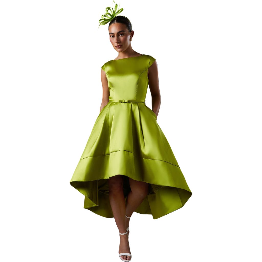 Coast High Low Twill Midi Dress In Green