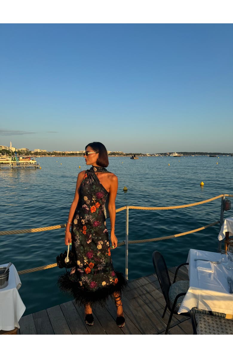 Vasiliki Liya Cannes One Sleeve Silky Maxi Dress, Alternate, color, Black