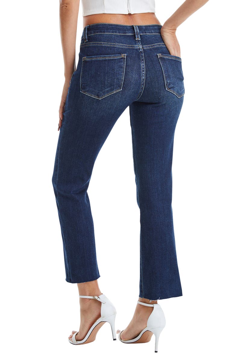 Bayeas Raw Hem Crop Straight Leg Jeans, Alternate, color, Dark Blue