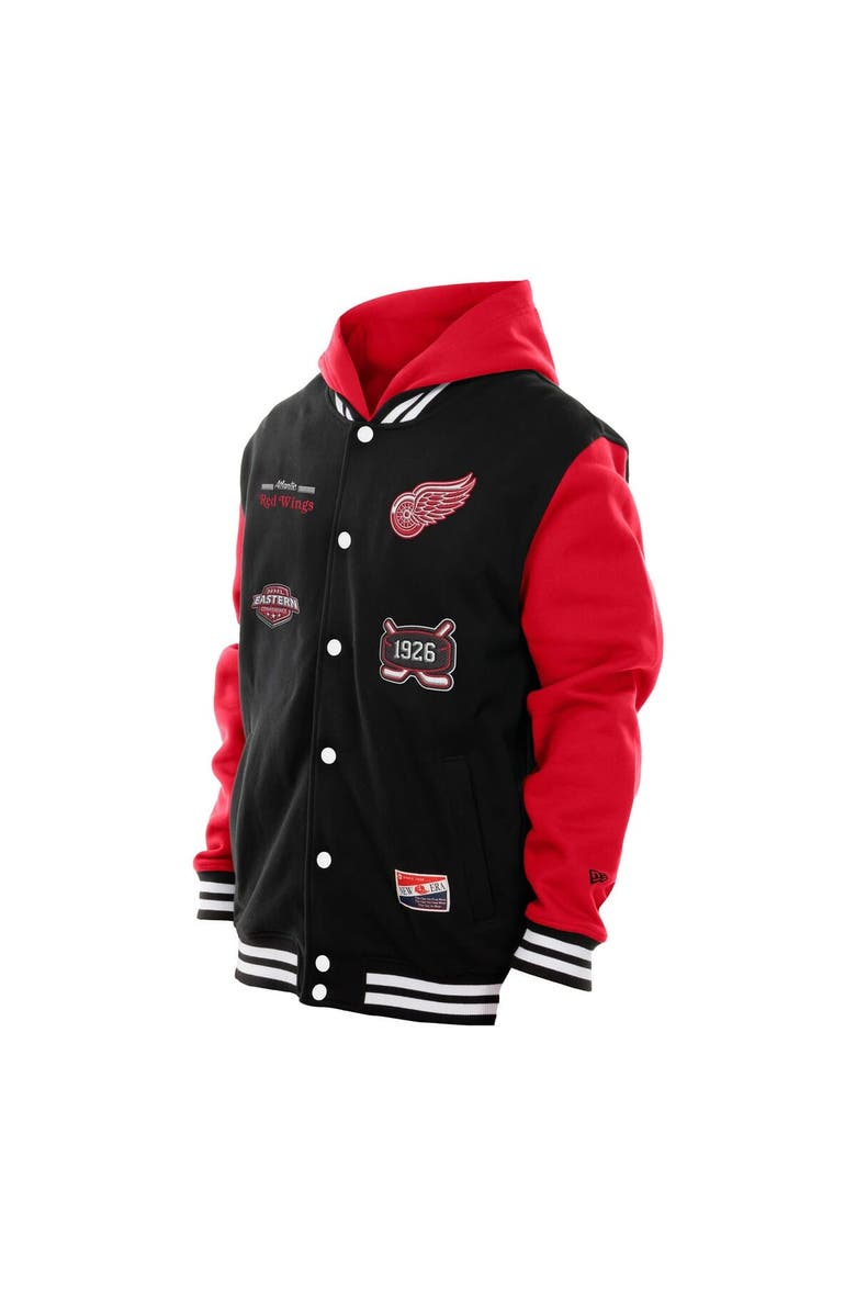 New Era Men
s New Era Black/Red Detroit Red Wings Full-Snap Fleece Hoodie Jacket, Alternate, color, Black