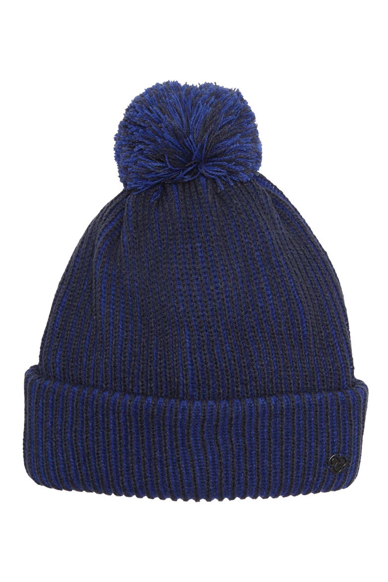 Chunky Rib Pom Beanie, Main, color, NAVY SAPPHIRE