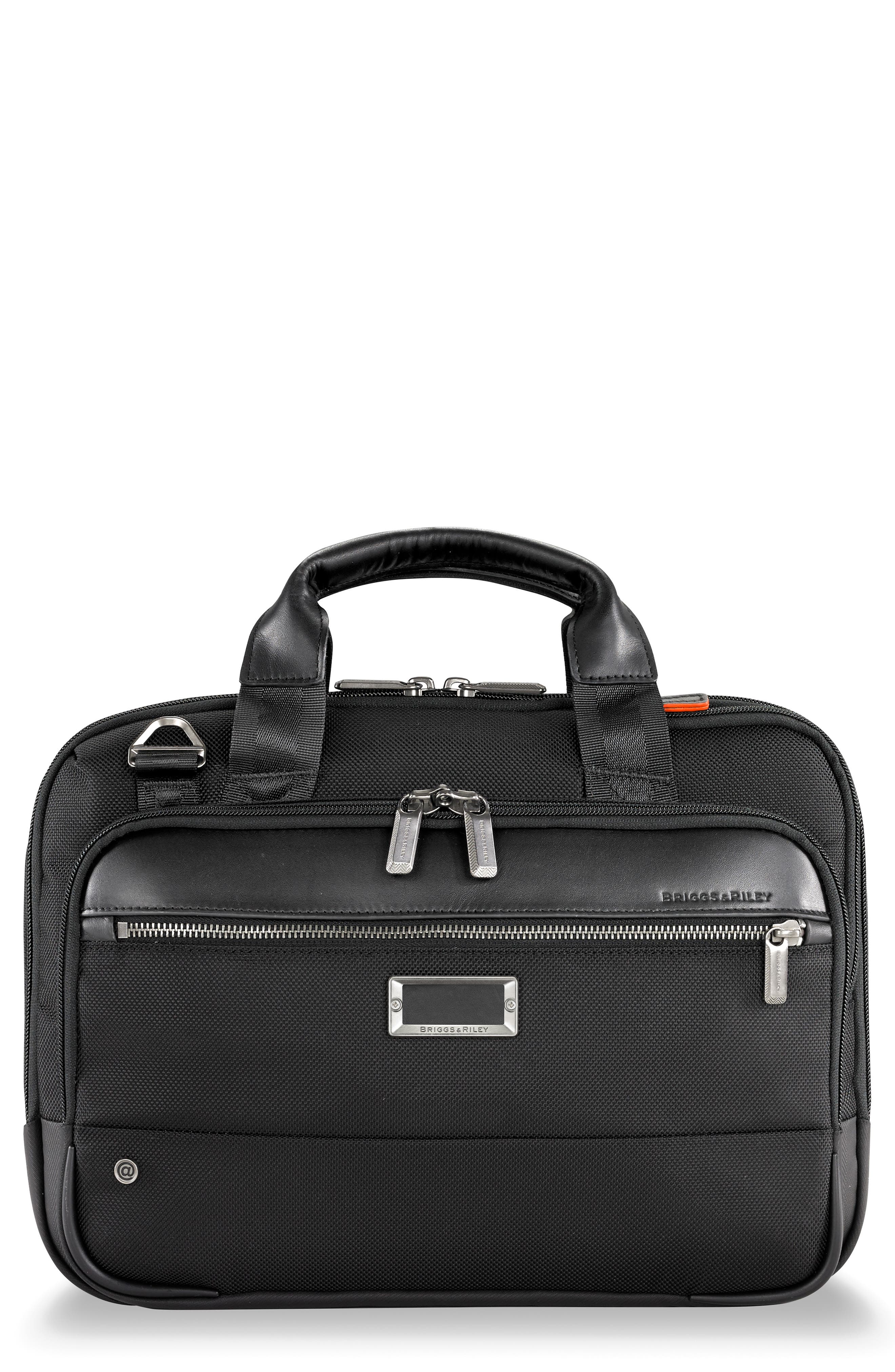 Briggs & Riley @work Small Expandable Ballistic Nylon Laptop Briefcase with RFID Pocket, Main, color, 
