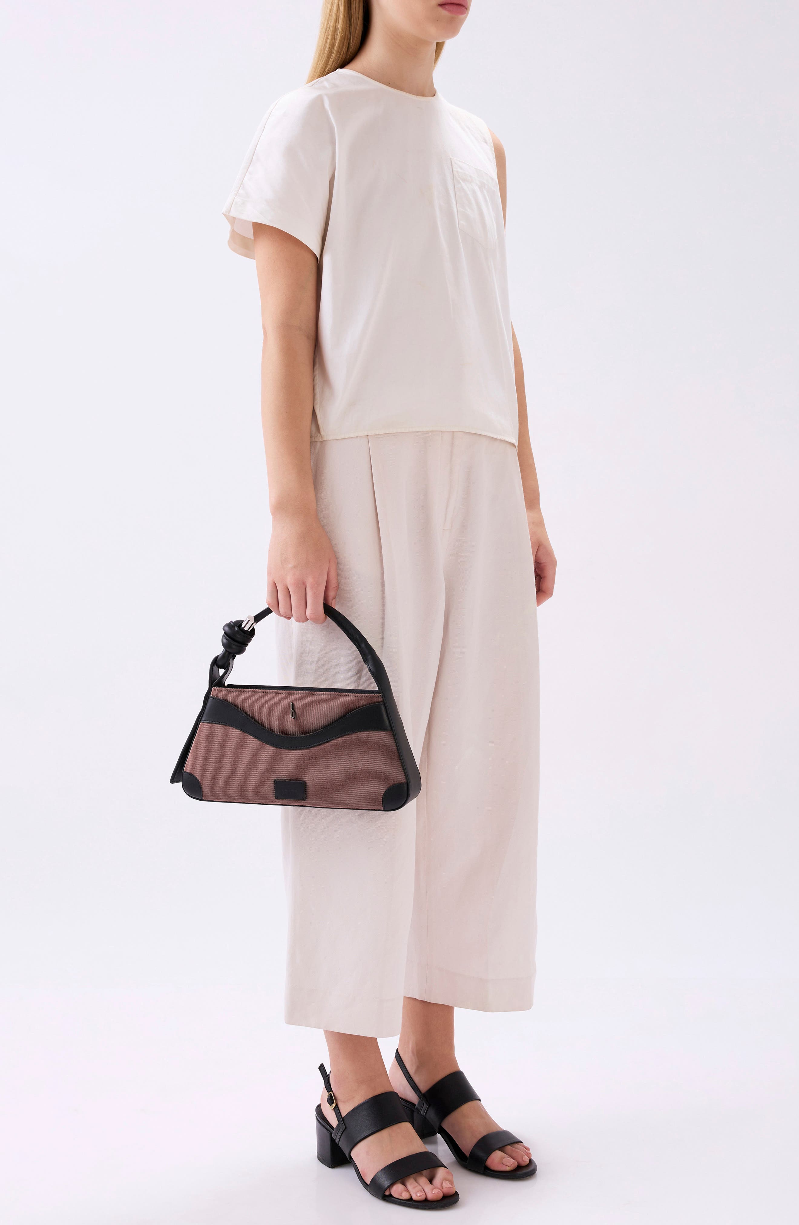 behno Melina Canvas Crossbody Satchel, Alternate, color, Cacao/ Black