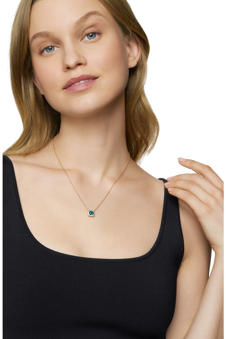 Petite Chatelaine® Pavé Bezel Pendant Necklace in 18k Gold, Alternate, color, BLUE TOPAZ