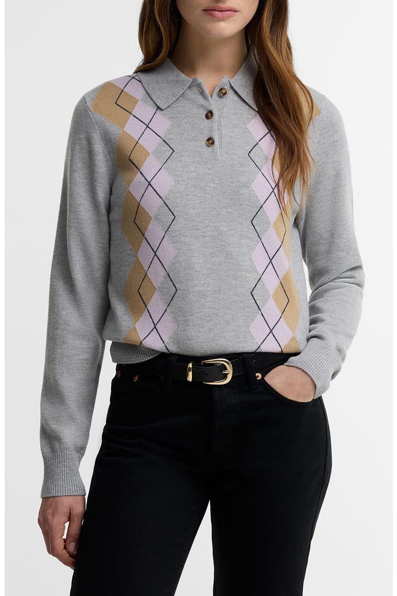 Fawne Argyle Merino Wool Sweater, Main, color, GREY MULTI