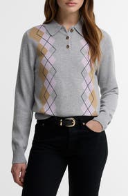 Barbour Fawne Argyle Merino Wool Sweater