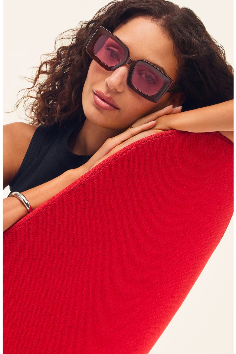 Talk Show 53mm Square Sunglasses, Alternate, color, DARK BROWN/ MAGENTA