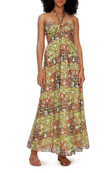 Ainslina Floral Check Cotton & Silk Maxi Dress