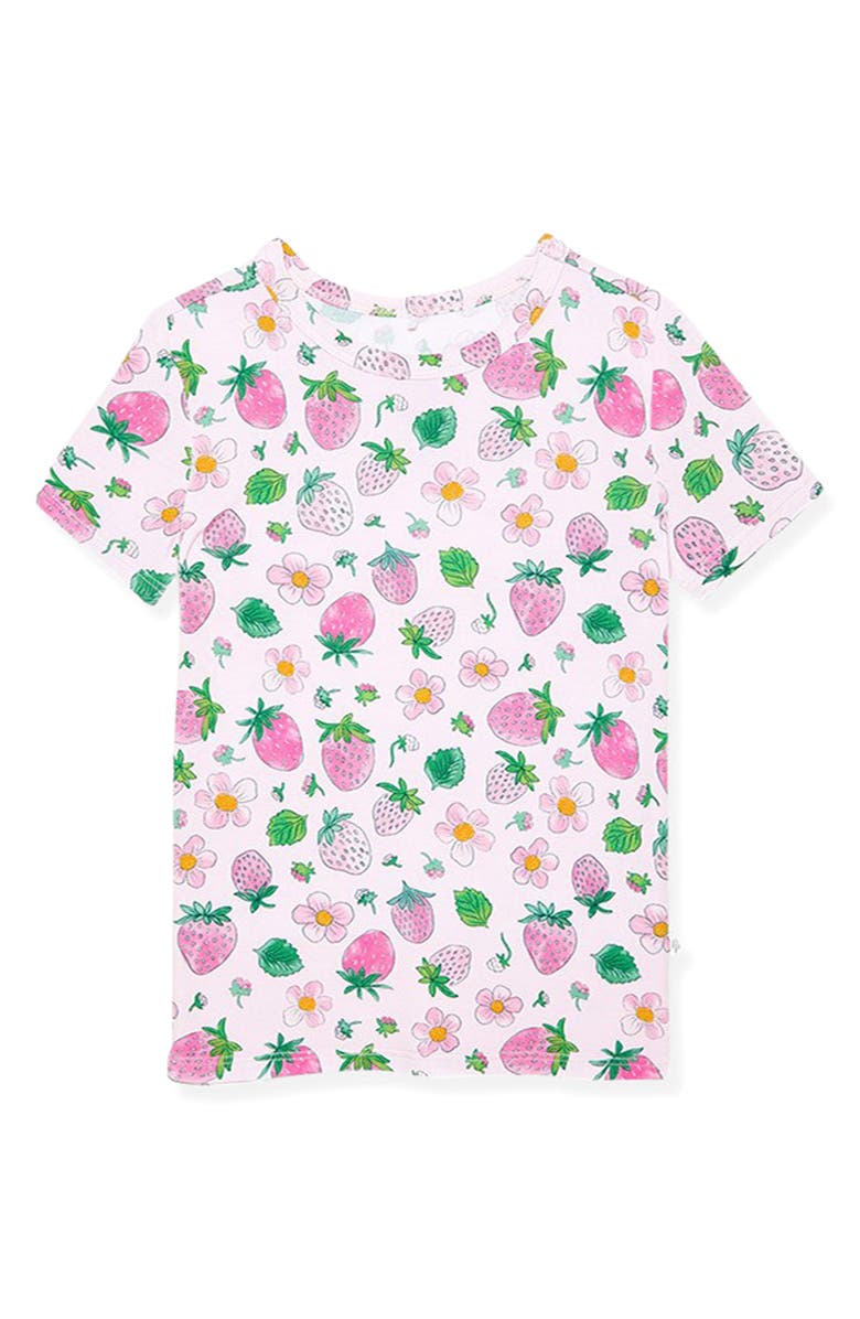Posh Peanut Kids' Kyra Strawberry Print Fitted Two-Piece Pajamas, Alternate, color, 