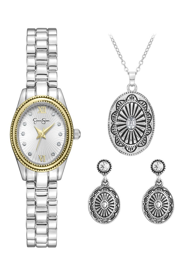 Two-Tone Watch, Pendant & Earrings Set, Main, color, TWO TONE