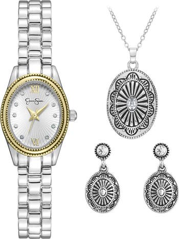 Jessica Simpson Two-Tone Watch, Pendant & Earrings Set  display picture 1