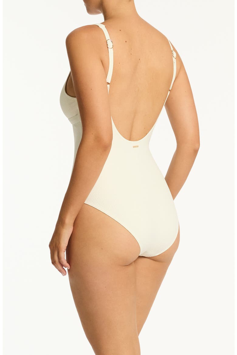 Nautique Chain Link One-Piece Swimsuit, Alternate, color, COCONUT