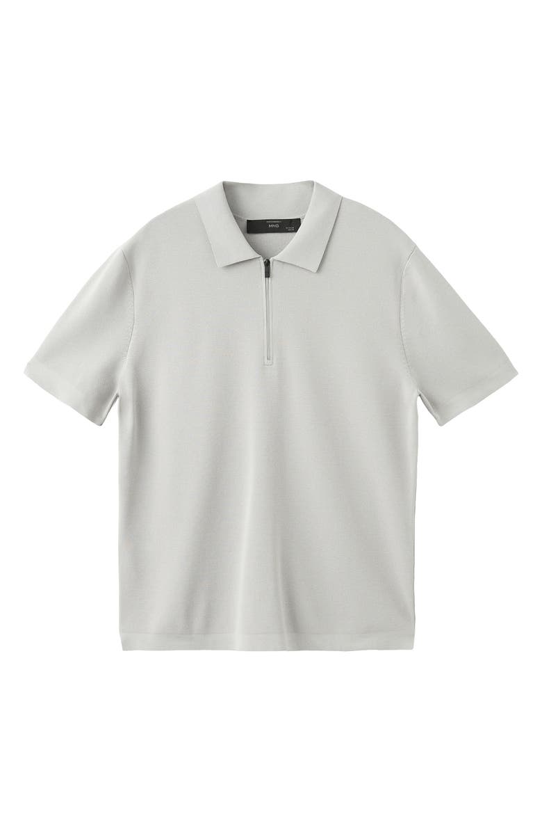 MANGO Zip Cotton Blend Polo, Alternate, color, Ice Grey