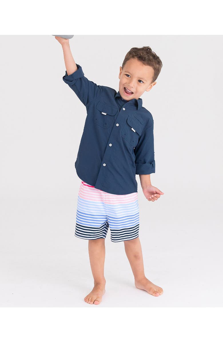 RuggedButts Boys UPF50+ Swim Trunks, Alternate, color, Ocean Horizon