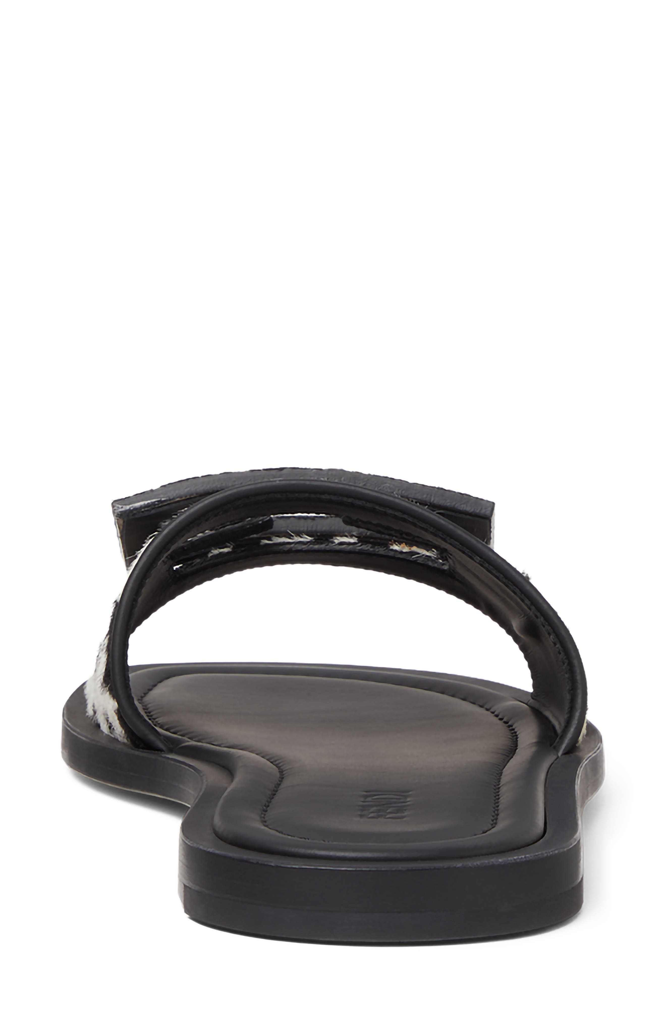 Baguette Genuine Calf Hair Slide Sandal, Alternate, color, F0C6M BIANCO NERO CALF HAIR