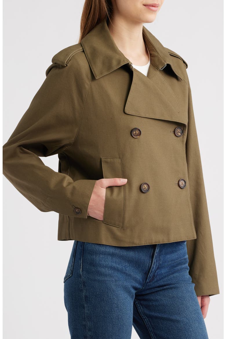 Betty Crop Trench Coat, Alternate, color, ARMY