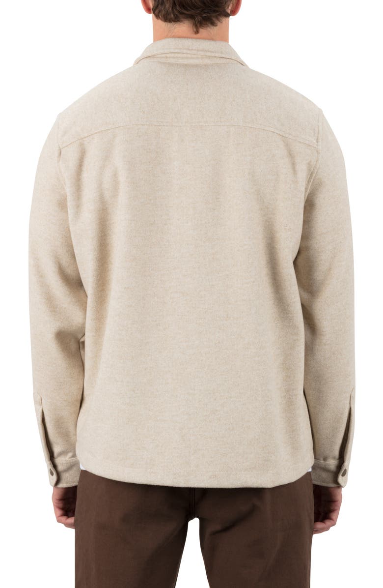 Hurley Santa Cruz Seaside Solid Flannel Button-Up Shirt Jacket, Alternate, color, Bone