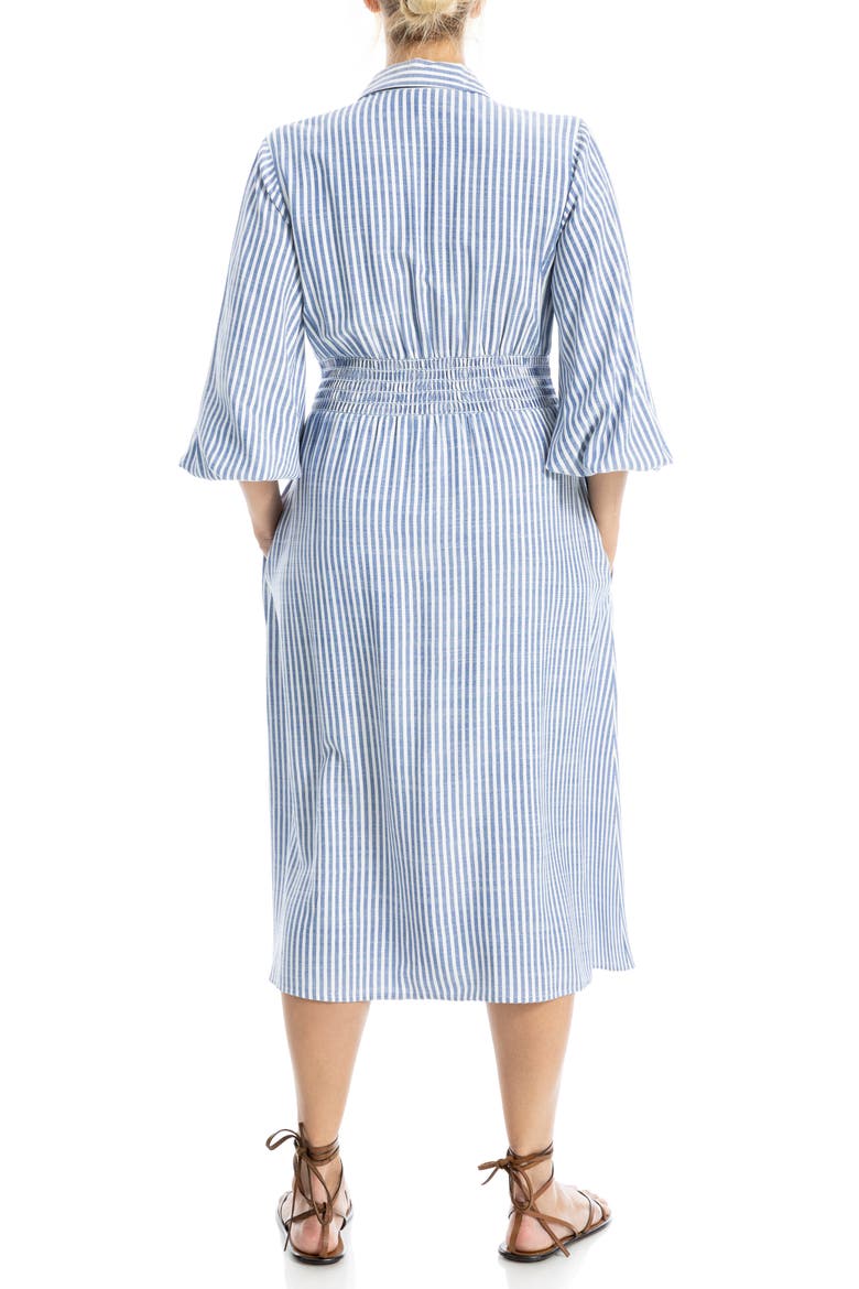 Stripe Balloon Sleeve Shirtdress, Alternate, color, DENIM/ BLACK FRAMED STRIPE