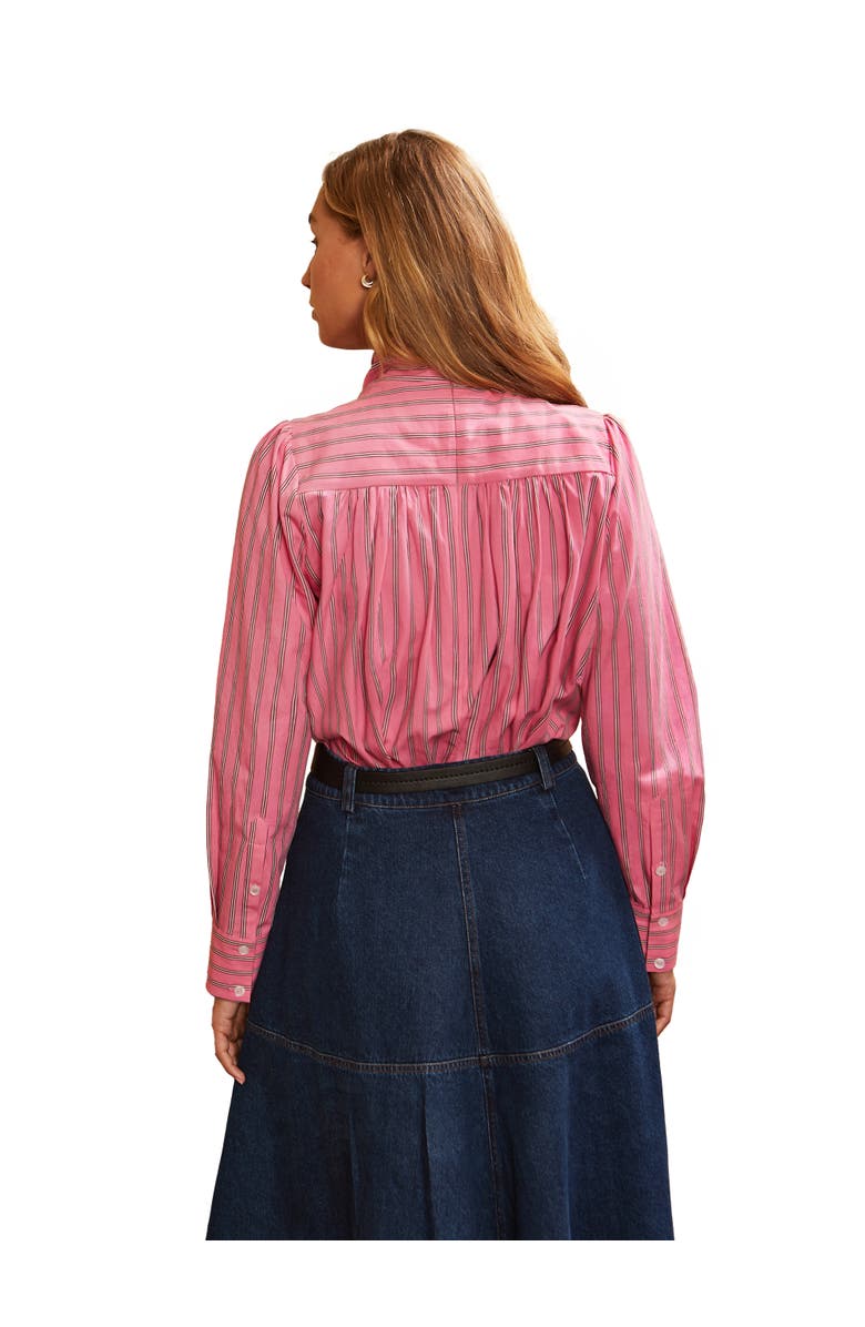 Ro&Zo Striped Long Sleeve Bow Detail Blouse, Alternate, color, Pink