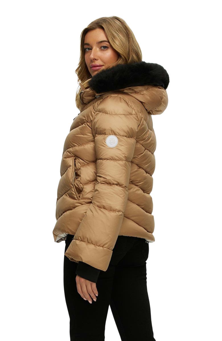 GORSKI Apres-Ski Short Jacket With Detachable Trim, Alternate, color, Camel/Black