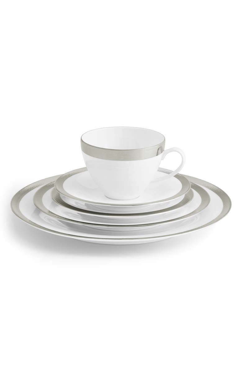 Michael Aram Silversmith 5-Piece Porcelain Place Setting, Alternate, color, White/ Silver