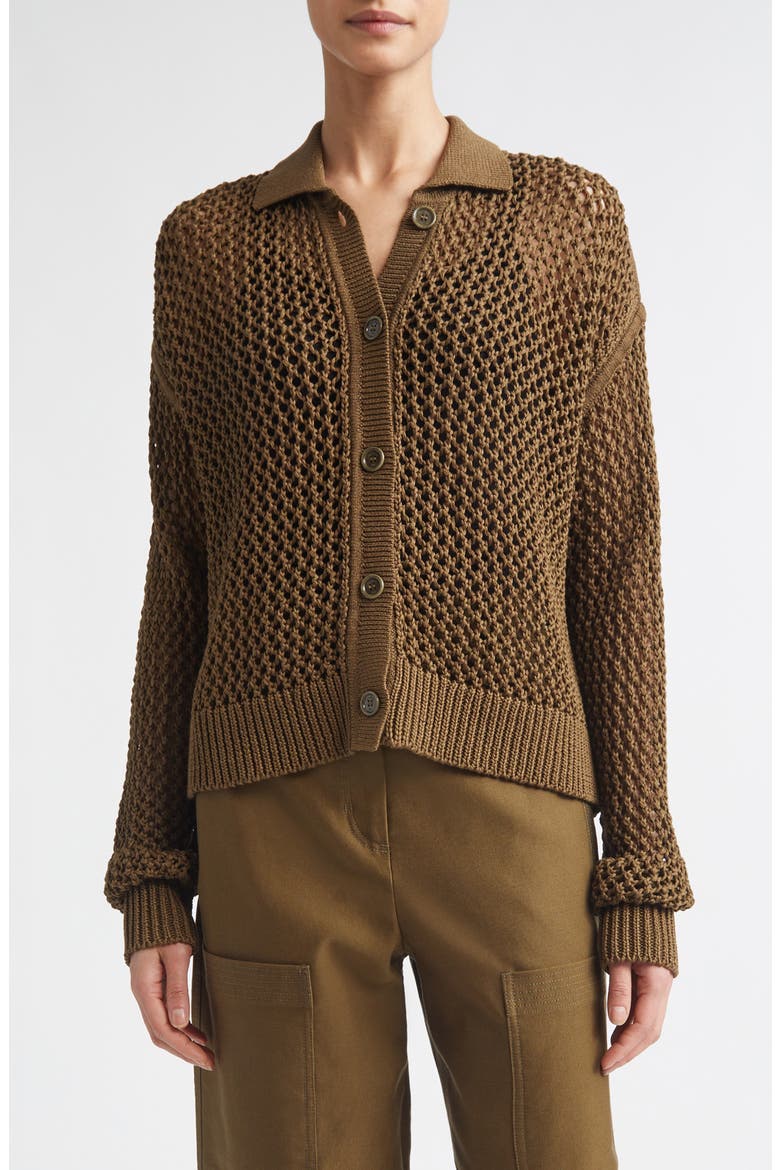 Cotton Mesh Cardigan, Main, color, KAKI