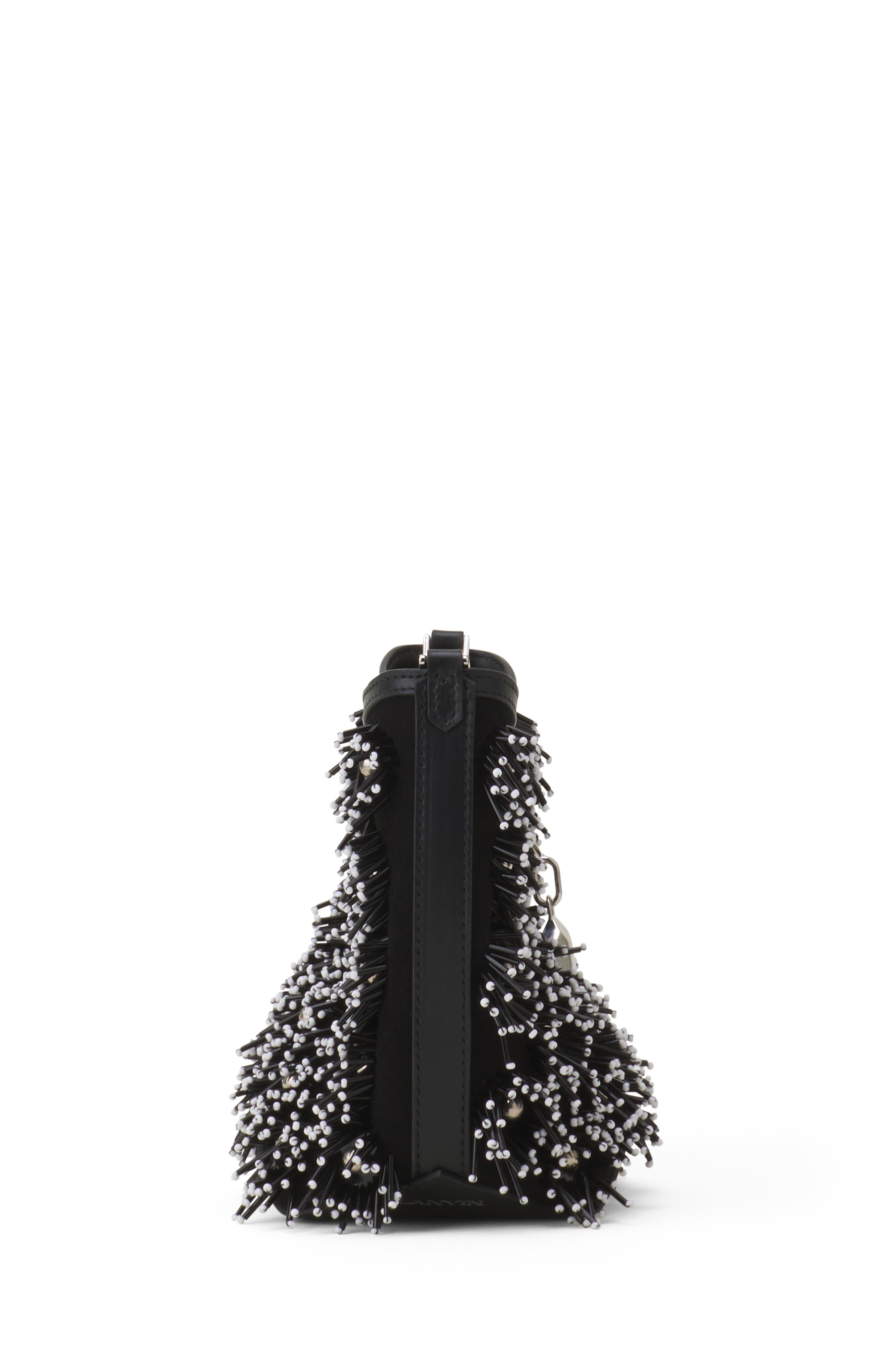 Catch By Lanvin Embroidered Leather Bucket Bag, Alternate, color, Black/Silver
