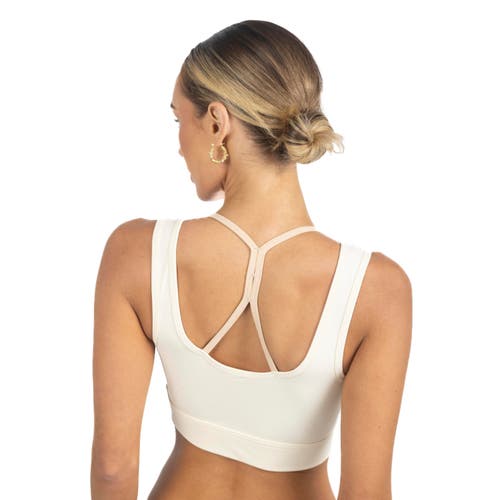 Akalia Cleo Color Block Activewear Sportsbra In Beige