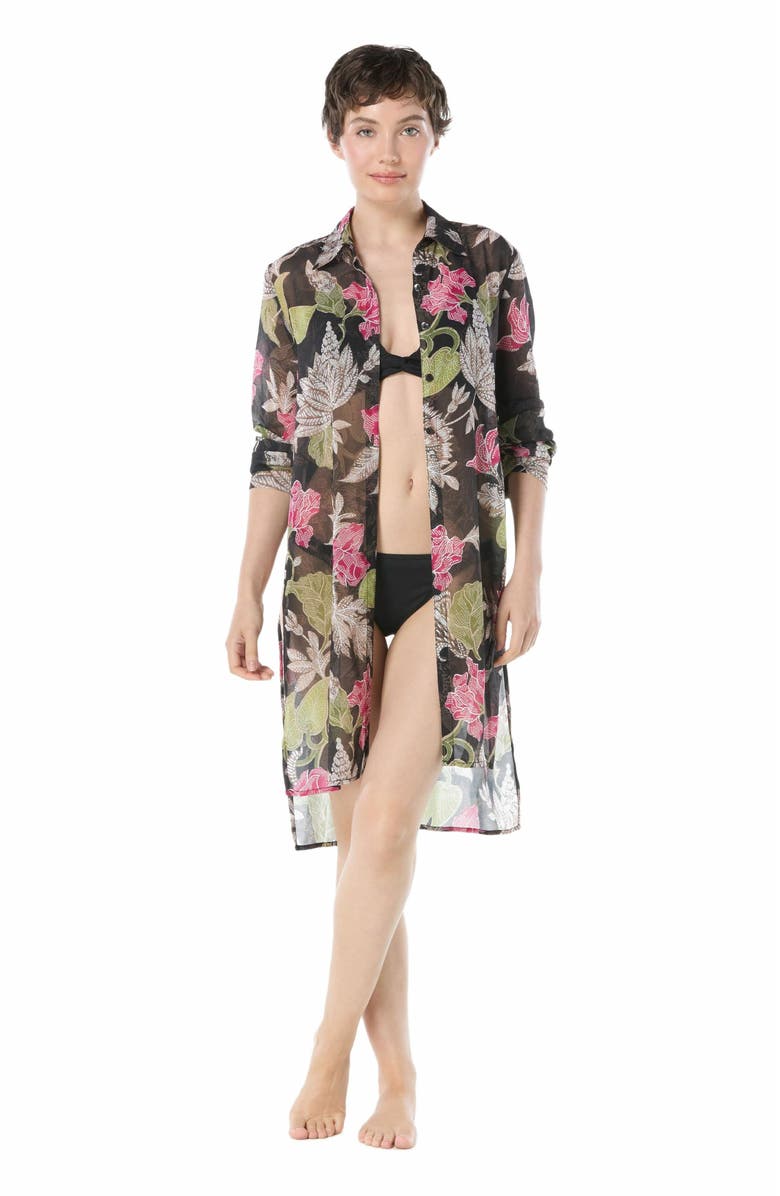 Carmen Marc Valvo Convertible Shirt Cover Up, Main, color,