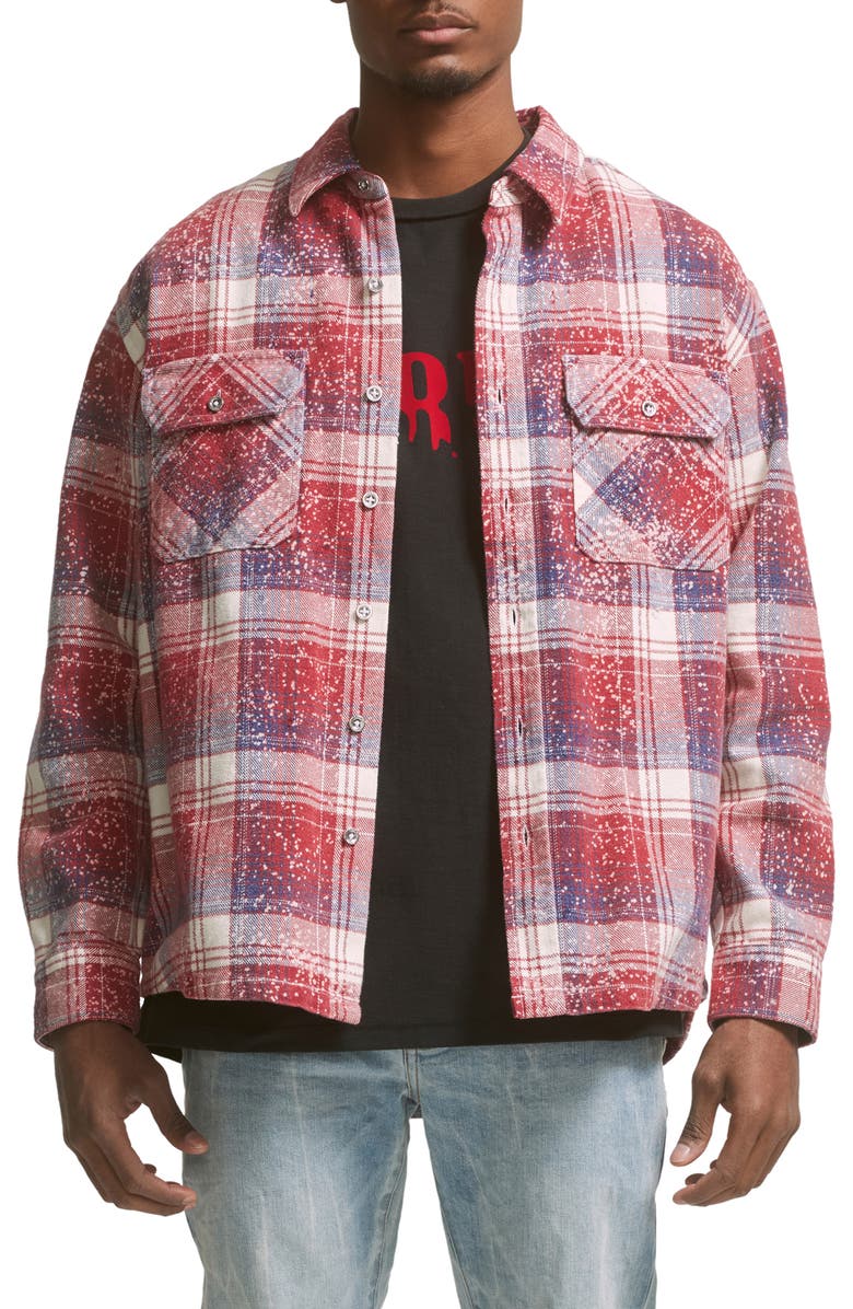 PURPLE BRAND Speckle Plaid Cotton Button-Up Shirt, Main, color, 