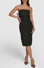 Donna Karan New York Contrast Bow Back Strapless Cocktail Dress