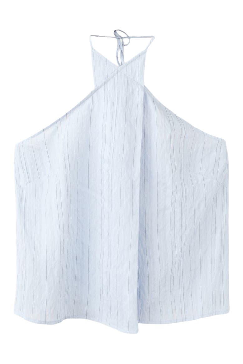 Stripe Crossover Halter Top, Alternate, color, BLUE