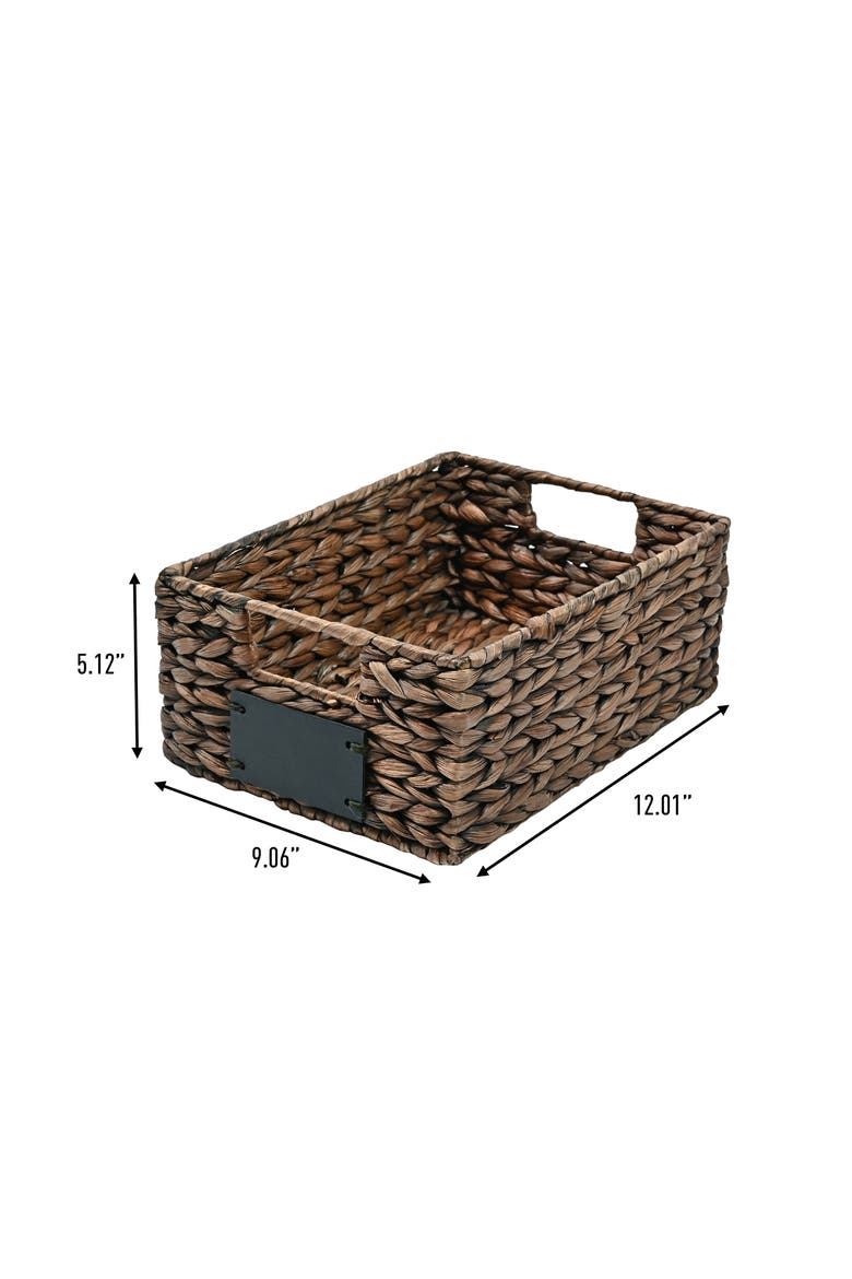 Lane Classic Farmhouse Hand-Woven Hyacinth Pantry Baskets with Chalkboard Labels and Handles, Alternate, color, Brown